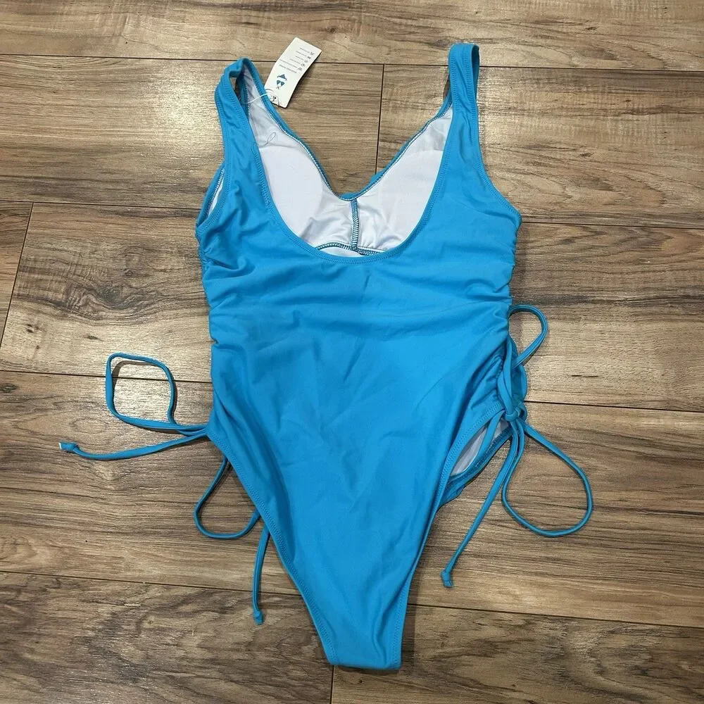 NWT Beachsissi One Piece Swim Suit Twist Front Drawstring Side Size Medium